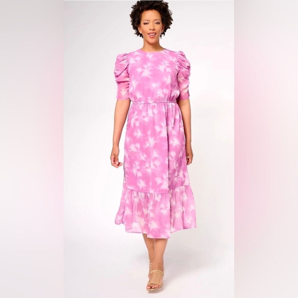 Destination 365 Ruffle Georgette Midi Dress Plus Size 1X